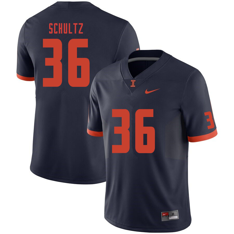 Men #36 Ben Schultz Illinois Fighting Illini College Football Jerseys Sale-Navy